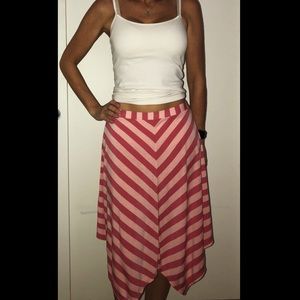 Stripped Asymmetrical Midi Skirt